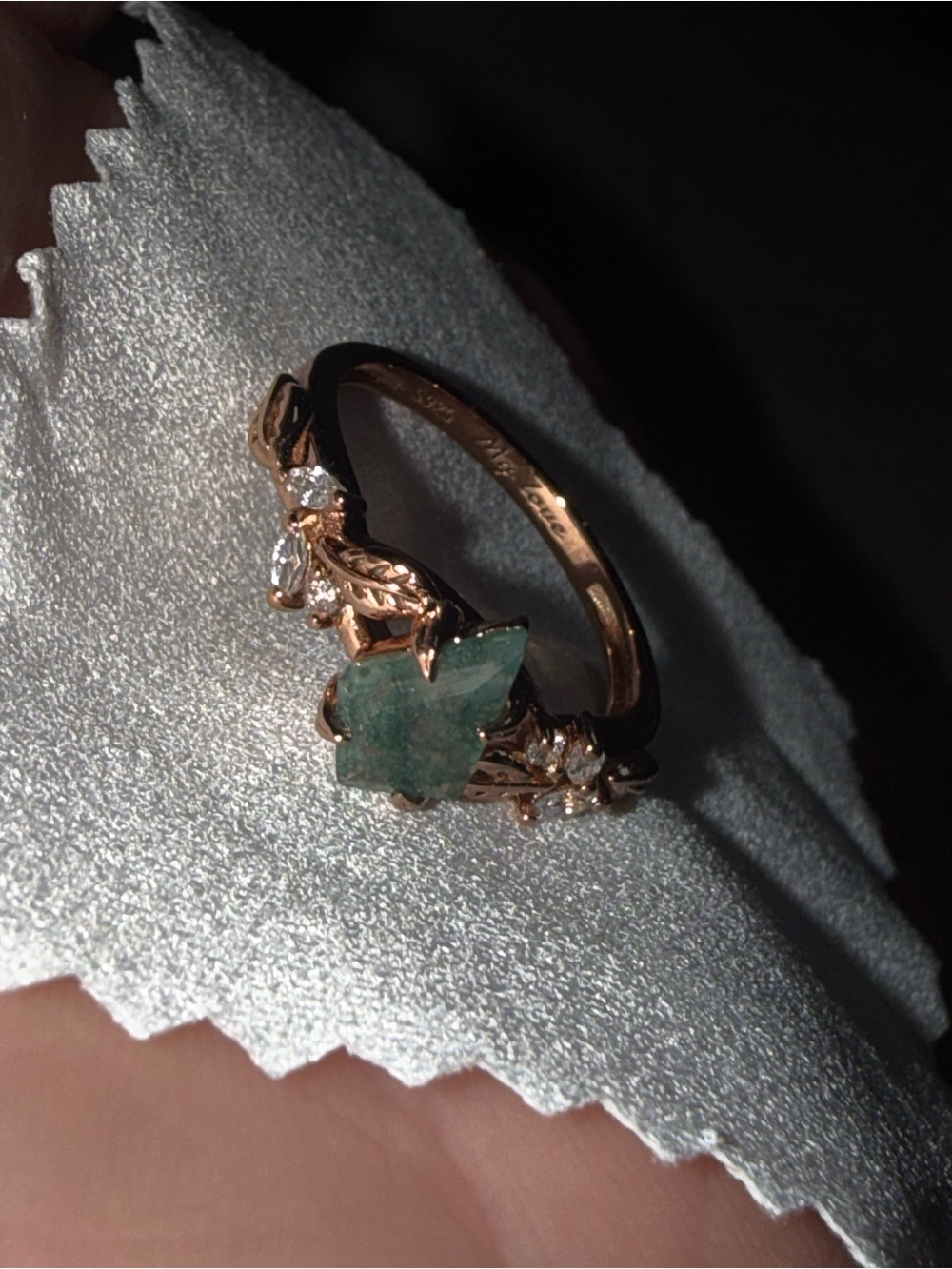 LELOUCHY Engagement Ring Moss Agate Stone - Picture 4 of 4